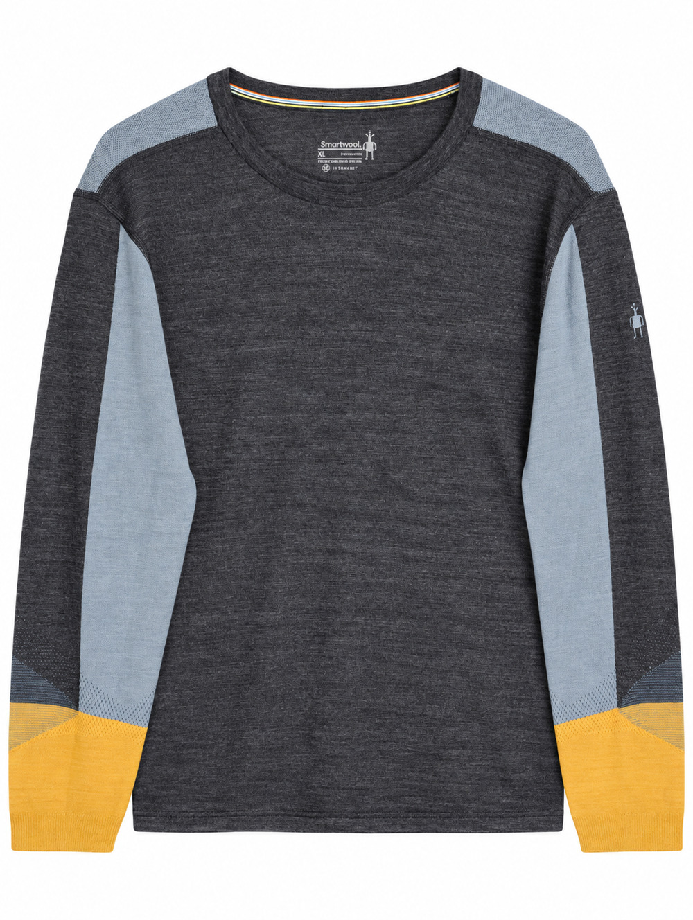 Smartwool Intraknit Thermal Colorblock Crew Mens XL Charcoal Honey Gold NWT